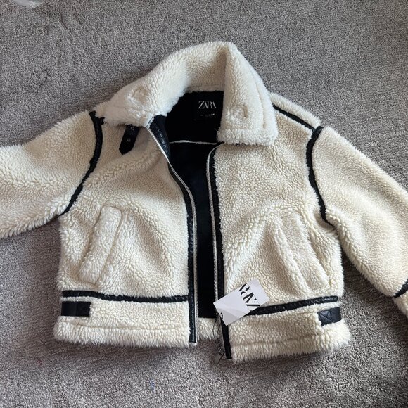 Zara oversized teddy sherpa bomber jacket NWT - Picture 1 of 4